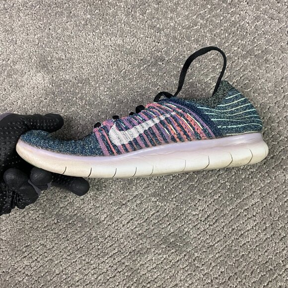 Nike Free RN Flyknit Running Shoes Women's 9 Blue Teal Pink Sneakers 831070 004 - Picture 8 of 15